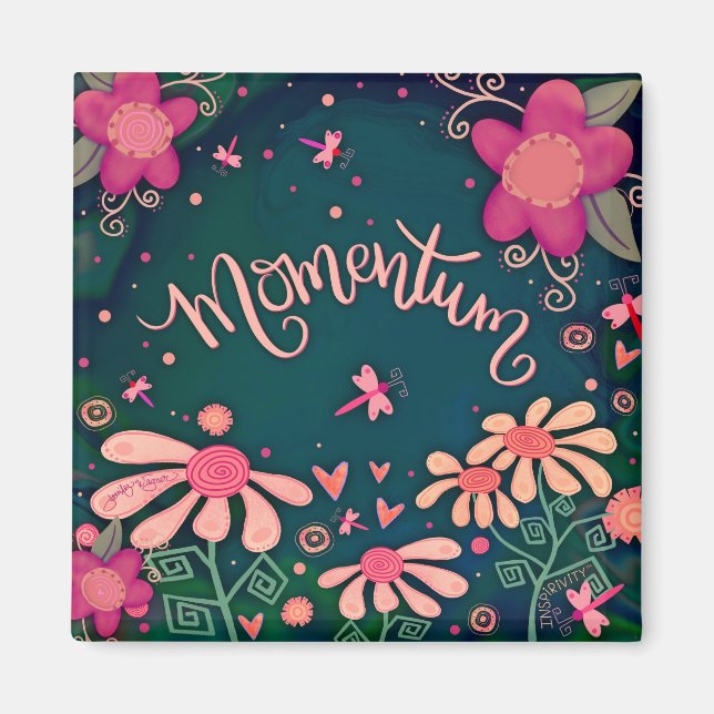 Momentum Hearts Fun Floral Dragonfly Inspirivity Magnet (Vorne)