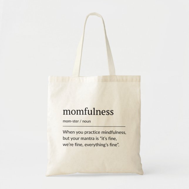 Momfulness Definition Minimal Typography Art Tragetasche (Vorne)