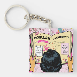 Momfulness-Kochbuch Niedliche Comic-Kunst Schlüsselanhänger