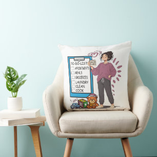 Momfulness-To-Do-Liste Süße Mutter-Illustration Kissen