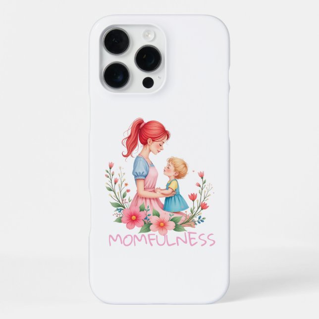 Momfulness-Wasserfarbe-Mutter-und-Kind-Kunst iPhone Hülle (Rückseite)