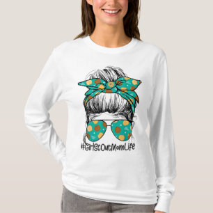 Momlife Messy Bun Scout for Girls Cookie Mama T-Shirt