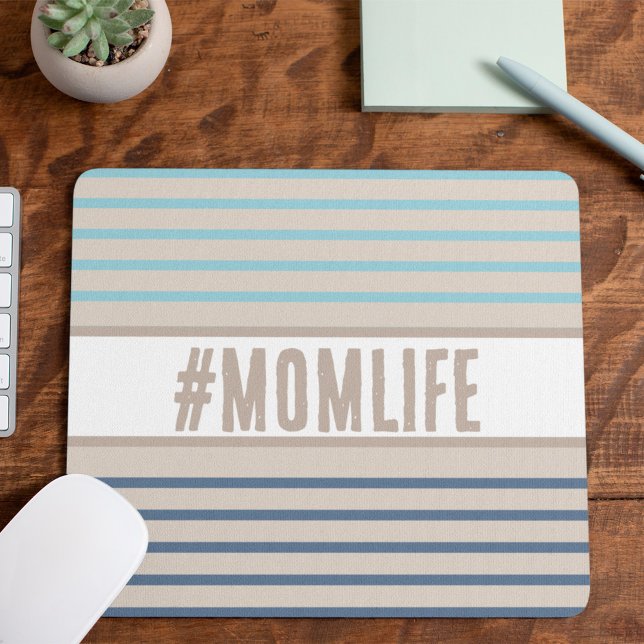 Momlife türkis blau und beige mousepad (Von Creator hochgeladen)