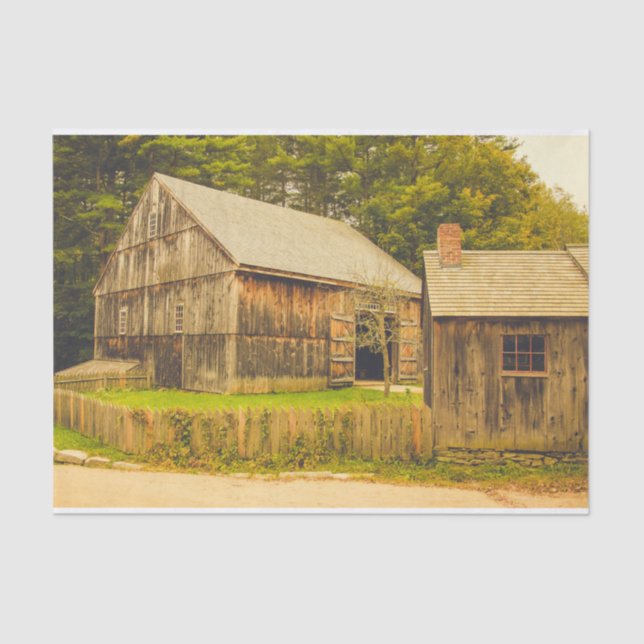 Momma Barn mit ihrem Baby-Stall verwittert Seidenpapier (Vorderseite)