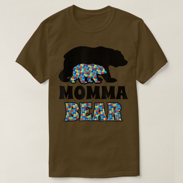 Momma Bear Autismus Bewusstsein T-Shirt (Design vorne)