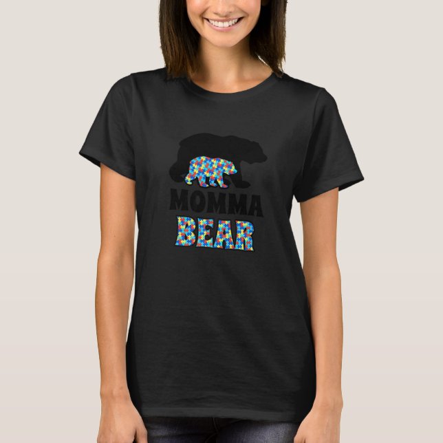 Momma Bear Autismusbewusstsein T-Shirt (Vorderseite)