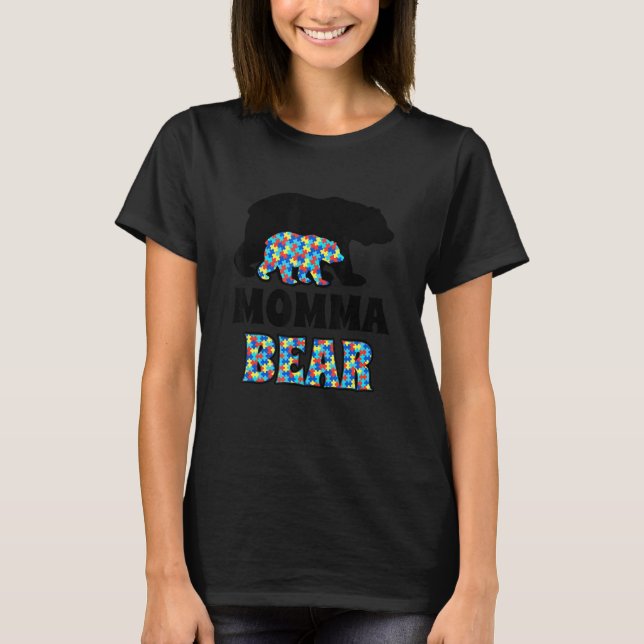 Momma Bear Autismusbewusstsein T-Shirt (Vorderseite)