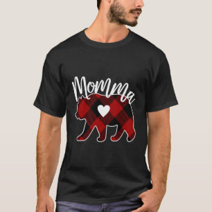 Momma Bear Christmas Buffalo Kariert Red White Bla T-Shirt