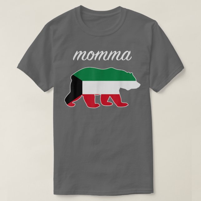 Momma Bear Kuwait Flag Kuwaiti Roots  T-Shirt (Design vorne)