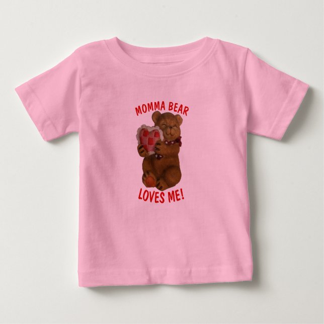 Momma Bear Lieben Me Teddy and Heart Baby T-shirt (Vorderseite)