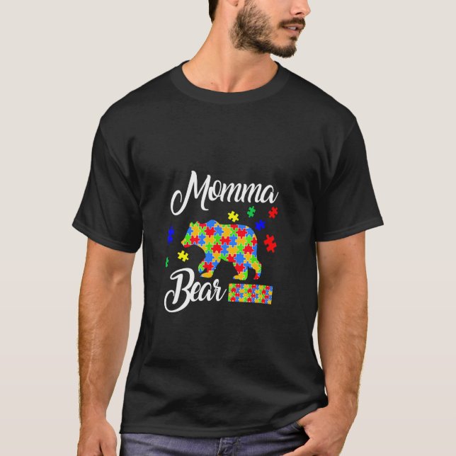 Momma Bear Puzzles Autismus-Bewusstsein T-Shirt (Vorderseite)