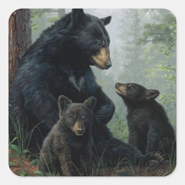 Momma Bear Quadratischer Aufkleber (Vorderseite)