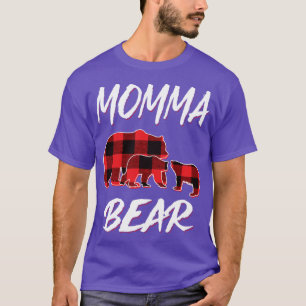 Momma Bear Red Kariert Christmas Pajama Matching F T-Shirt