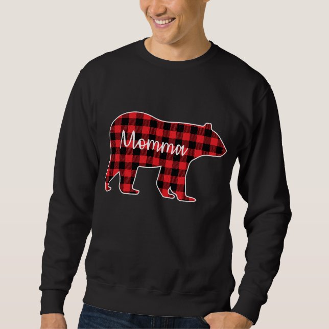 Momma Bear Red Kariert Family Matching Christmas P Sweatshirt (Vorderseite)