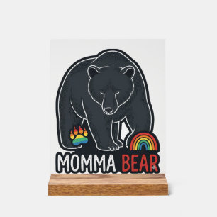 Momma Bear Regenbogen Vintage Gravur Shirt Design  Acrylschild