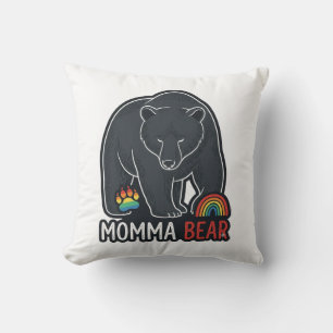 Momma Bear Regenbogen Vintage Gravur Shirt Design Kissen