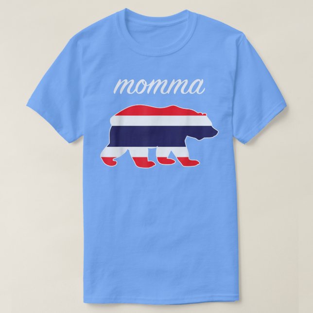 Momma Bear Thailand Flag Thai Roots T-Shirt (Design vorne)