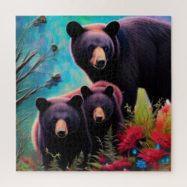 Momma Bear und Cubs Puzzle (Vertikal)