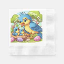 Momma Bird mit Nest-Säuglingen Serviette