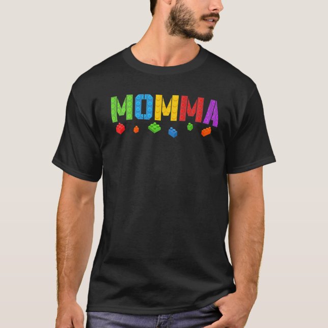 Momma Blocks Master Builder Brick Builder Birthda T-Shirt (Vorderseite)