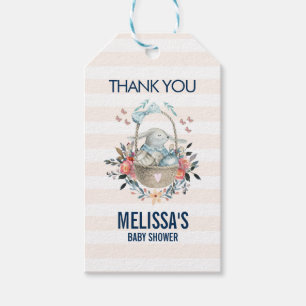 Momma Bunny in Basket & Hübsch Florals Baby Dusche Geschenkanhänger