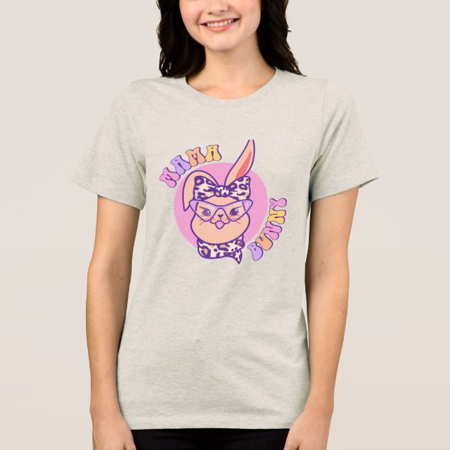 Momma Bunny Osterhase Kopf Tri-Blend Shirt (Vorderseite)