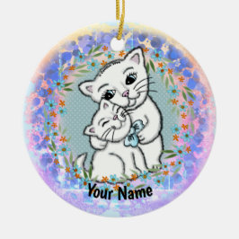 Momma Cat und Kitten Keramik Ornament