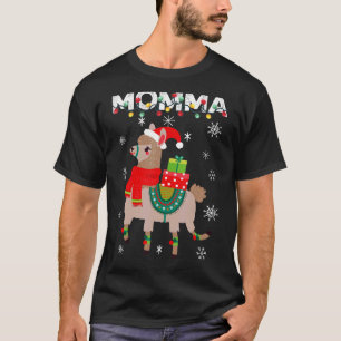 Momma Christmas Llama Lights Matching Family T-Shirt