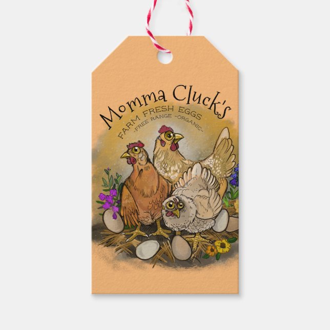 Momma Clucks Farm Fresh Eggs Labels Geschenkanhänger (Vorderseite)