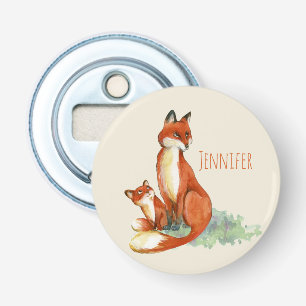 Momma Fox und Baby Watercolor Illustration Flaschenöffner