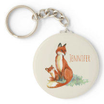 Momma Fox und Baby Watercolor Illustration