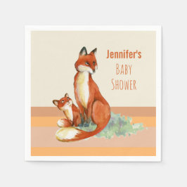 Momma Fox und Baby Watercolor Illustration Serviette