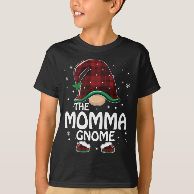 Momma Gnome Buffalo Kariert Matching Family Christ T-Shirt (Vorderseite)