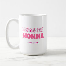 Momma Groovy Blume Vintag Pink Floral Custom Mama