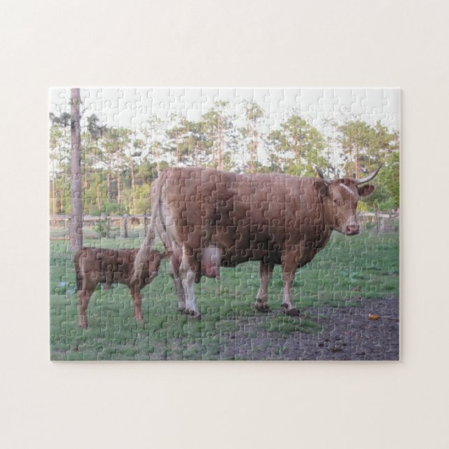 Momma Kuh und Calf Puzzle (Horizontal)