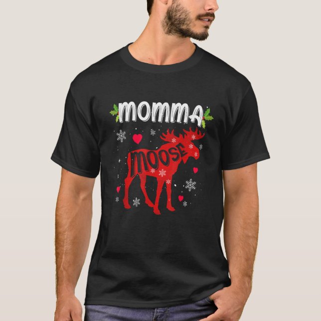 Momma Moose Herz Weihnachtsfamilie Matching Xmas P T-Shirt (Vorderseite)