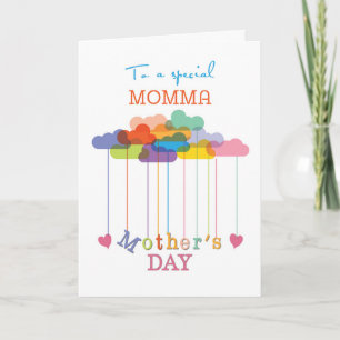 Momma Niedlich Mother's Day Rainbow Clouds and Hea Karte