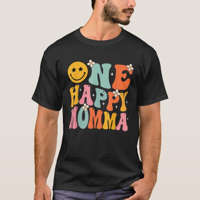 Momma One Happy Dude Dada 1st Birthday Family Matc T-Shirt (Vorderseite)