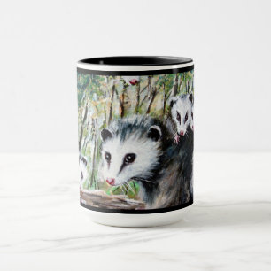 Momma Opossum and Babies Mugs Tasse