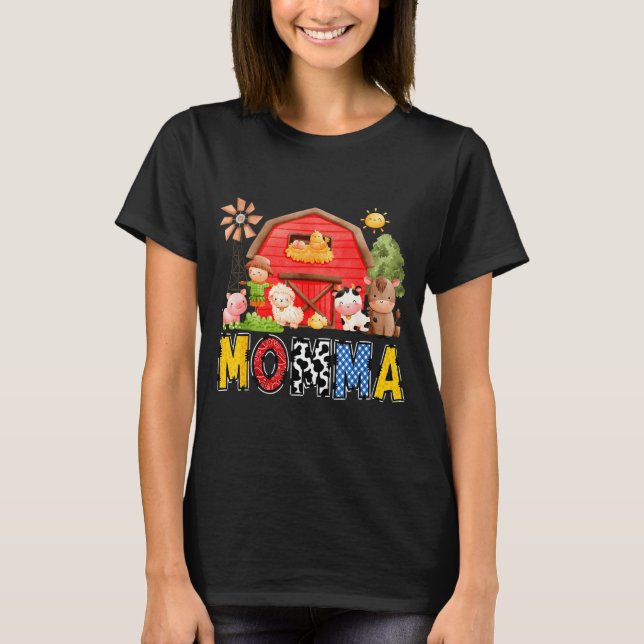 Momma Red Farm Cow Birthday Boy Matching Family Pa T-Shirt (Vorderseite)