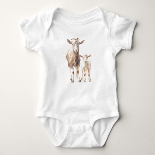 Momma und Baby Goat Kid, Babydusche, Babygeschenk Strampler (Vorderseite)