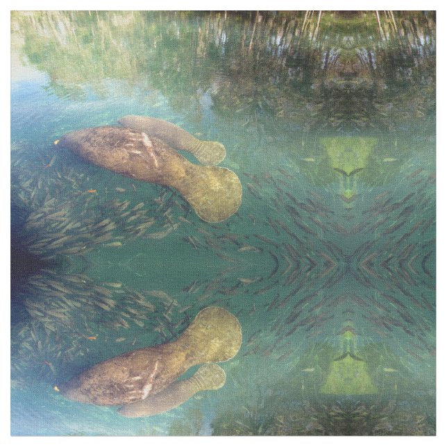 Momma und Baby Manatee Fabric Stoff (Nahaufnahme)