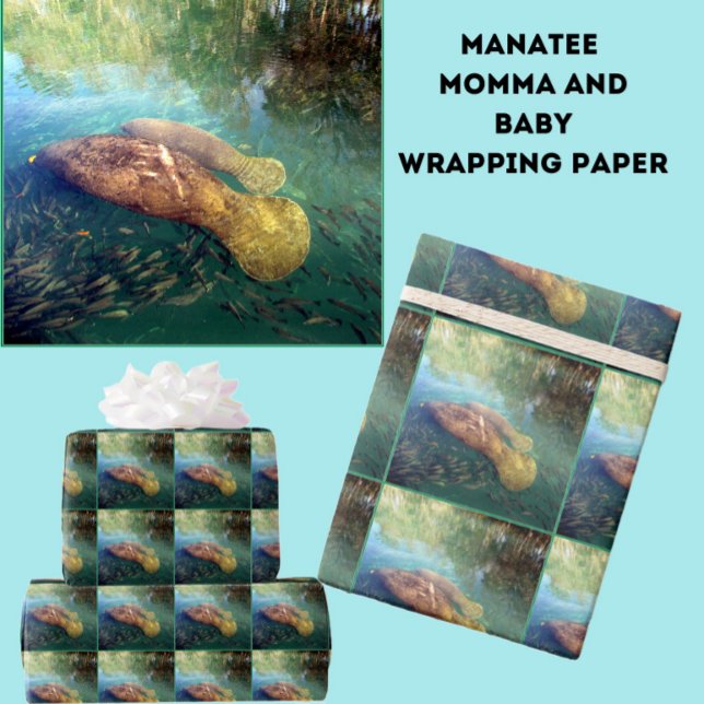 Momma und Baby Manatee Wrapping Paper Geschenkpapier (Von Creator hochgeladen)