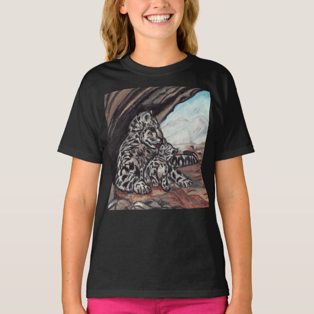MOMMA UND CUB SNOW LEOPARD Kindertop T-Shirt (Vorderseite)