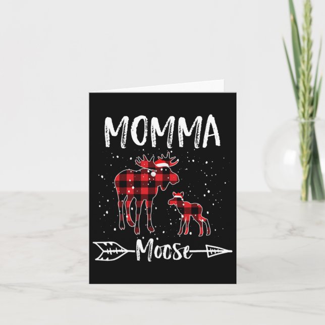 Momma X-mas Elch Santa Familie Matching Pajamas Karte (Vorderseite)