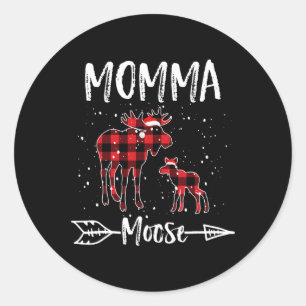 Momma X-mas Elch Santa Familie Matching Pajamas Runder Aufkleber