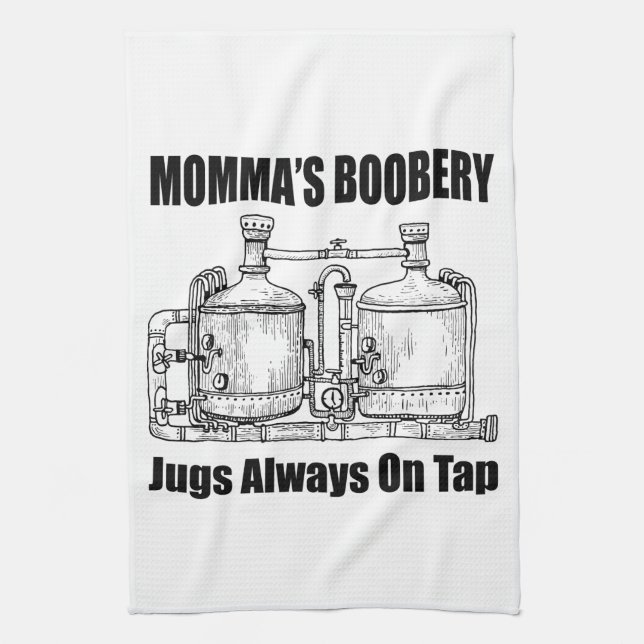 Mommas Boobery Jugs immer Gestochen Geschirrtuch (Vertikal)