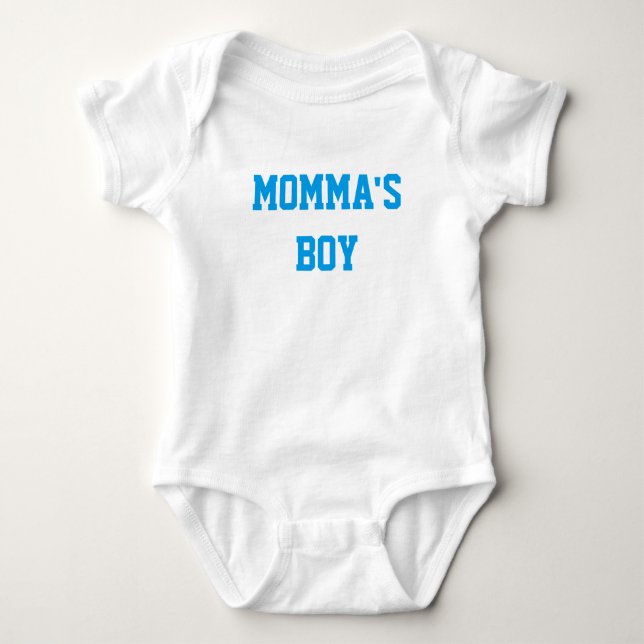 "MOMMA'S BOY" Baby Boy Cotton Bodysuit Baby Strampler (Vorderseite)