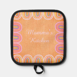 Momma's Kitchen Folk Regenbogen-Muster Topflappen