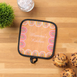 Momma's Kitchen Folk Regenbogen-Muster Topflappen